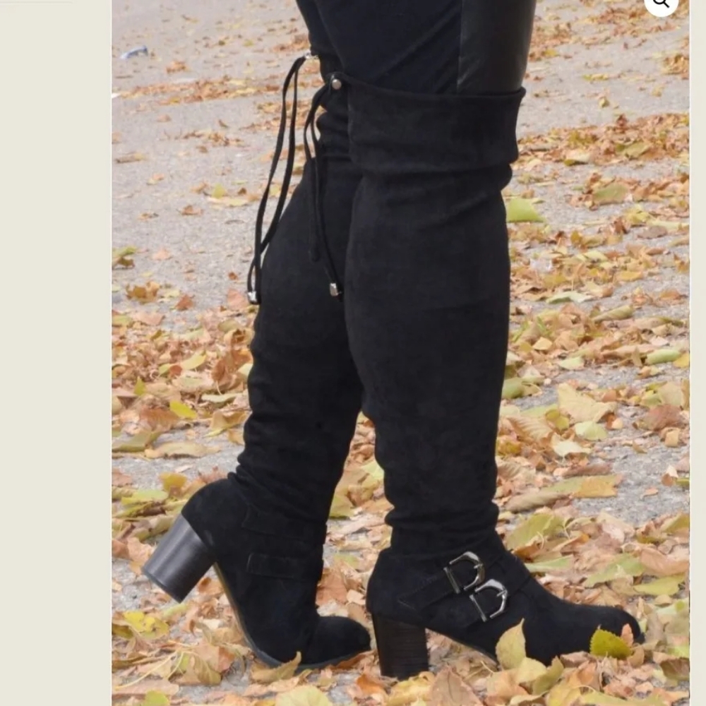 Boots by Pamela Meghan Black faux suede wide calf boots plus size